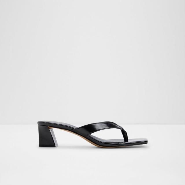 【ALDO】HAZY-方頭夾腳細帶涼跟鞋-女鞋(黑色)