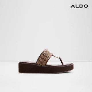 【ALDO】TRENALA-草編厚底涼拖鞋-女鞋(咖啡色)