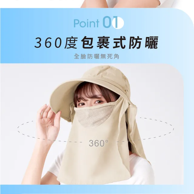 【VOLA 維菈】全方位防曬帽簷面罩 臉部防曬 遮陽帽 護頸帽 騎車戶外遮陽 面罩可拆卸 涼感遮陽 摺疊收納