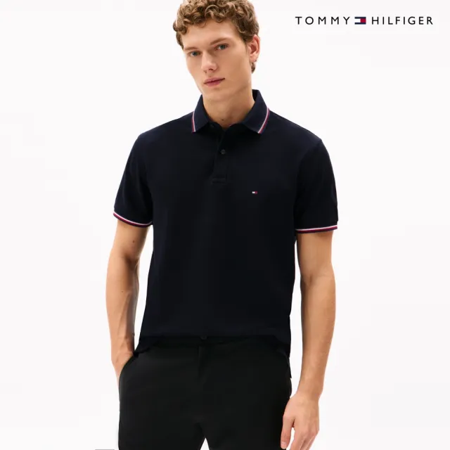 【TOMMY HILFIGER】官方旗艦館Tommy 滾邊設計經典 Polo 衫_藍色