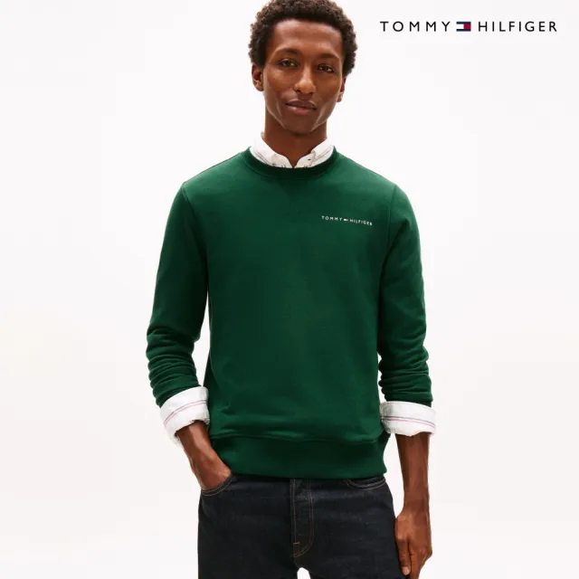 【TOMMY HILFIGER】官方旗艦館經典毛圈布圓領衛衣_綠色