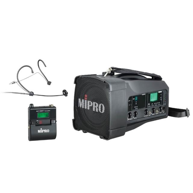 【MIPRO】MA-100 單頻道迷你型無線藍芽喊話器 配1頭戴無線麥克風580T 嘉強公司貨
