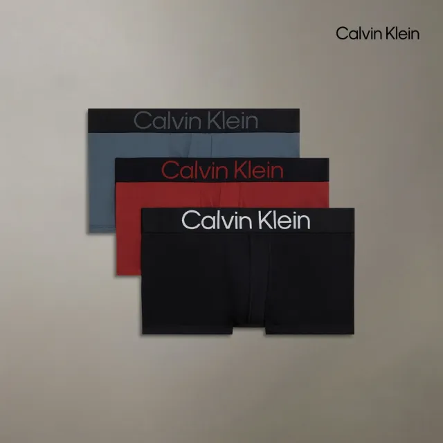 【CALVIN KLEIN】官方旗艦館CK 3 件套組對比標誌低腰平口內褲_紅色