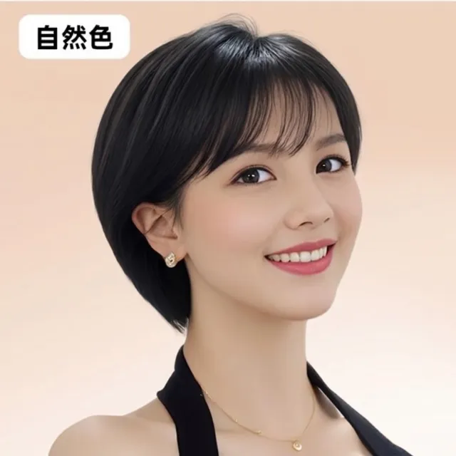 【巴黎精品】真髮短髮整頂假髮透氣輕量免打理假髮隱形增髮(掛耳短波波頭女假髮2色n1ky32)