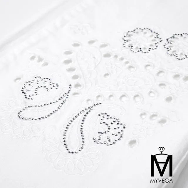 【MYVEGA 麥雪爾】MA鏤空刺繡微喇叭九分褲-白