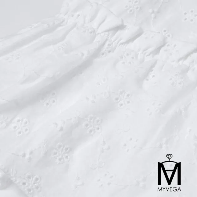 【MYVEGA 麥雪爾】MA純棉雙層荷葉邊上衣-白