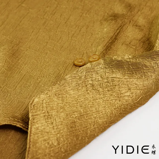 【YIDIE】大圓領斜擺質感絲滑上衣-芥末綠