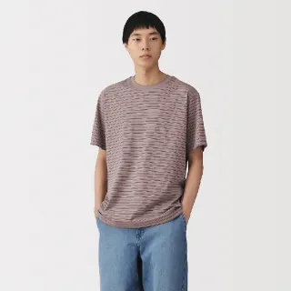 【MUJI 無印良品】男天竺圓領短袖T恤(白橫紋/黑橫紋/白紋樣/黑紋樣/深灰橫紋/淺藍橫紋/煙燻粉紋樣)
