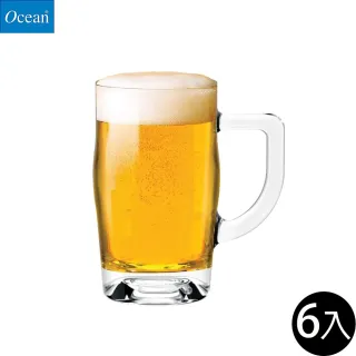 【Ocean】啤酒馬克杯 365ml 6入組 Belly系列(啤酒杯 把手啤酒杯 馬克杯 玻璃馬克杯)