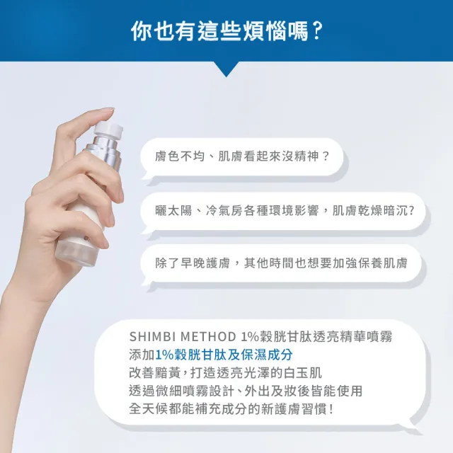 【SHIMBI METHOD 審美之選】1%穀胱甘肽透亮精華噴霧