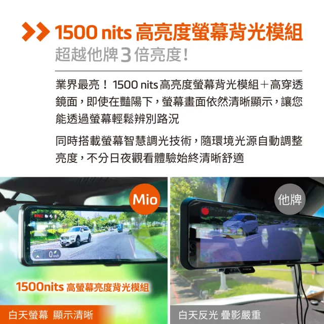 【MIO】含安裝 MiVue R889WD(前後鏡頭車內版)前4K後2K極致畫質 新2代星光級 分離式鏡頭 後視鏡型行車記錄器