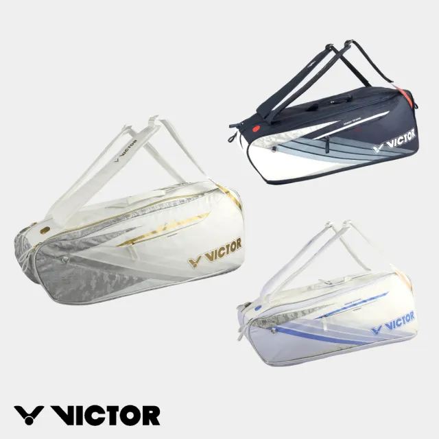 【VICTOR 勝利體育】6支裝拍包 羽球拍包(BR5260 AM/AX/BA 亮白+冰融藍/亮白+亮金/深藏青+亮白)