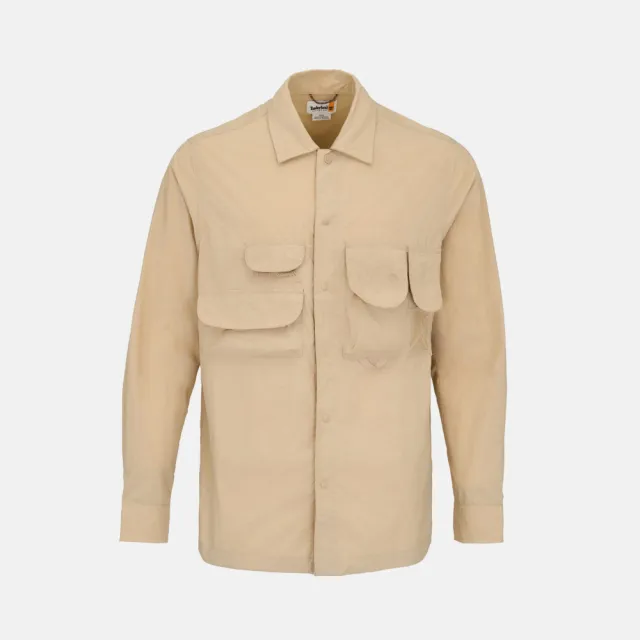 【Timberland】男款米色寬版防曬襯衫外套(A2R5QY94)