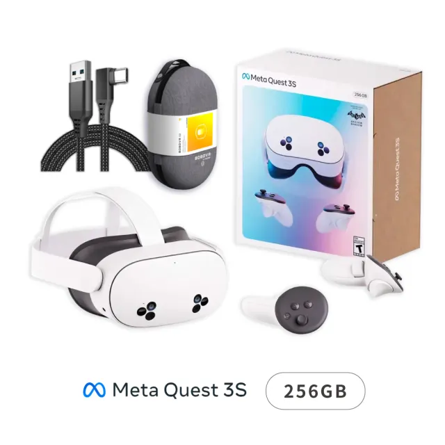【Meta Quest】Quest 3S VR 256GB頭戴式裝置 混合實境+C2包+傳輸線