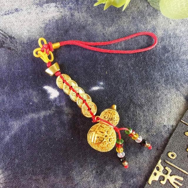 【財神小舖】發財五帝錢金葫蘆 直直賺吊飾 車掛(已開光 鬼月 中元普渡 招財 聚財 開運 旺運)