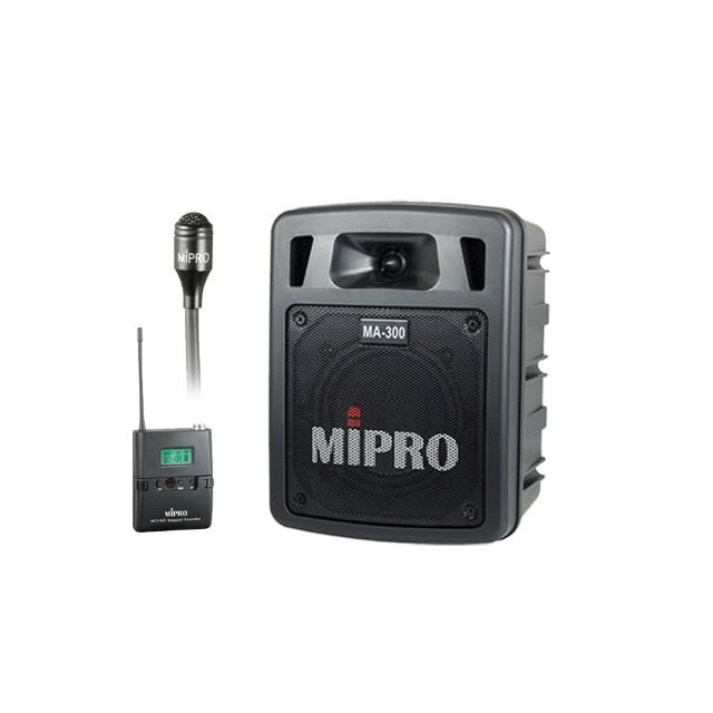 【MIPRO】MA-300+1領夾式麥克風+1發射器(最新二代藍芽/USB鋰電池手提式無線擴音機)