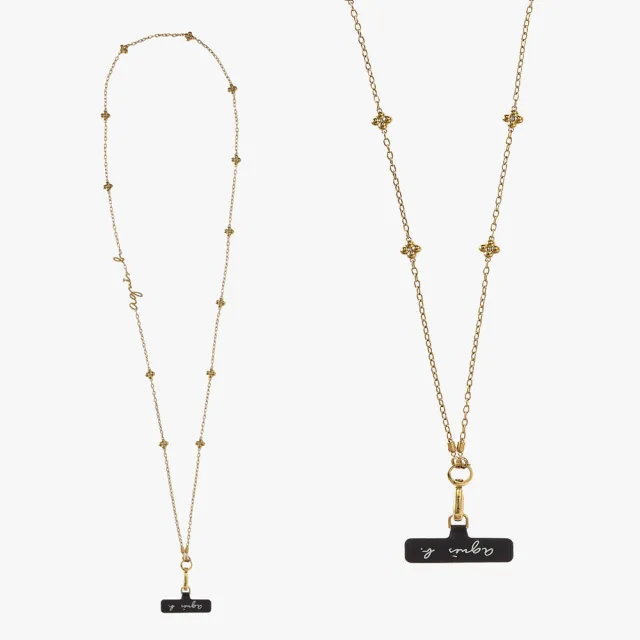 【agnes b.】bijoux 白鋼 繁花手機繩 玫瑰金