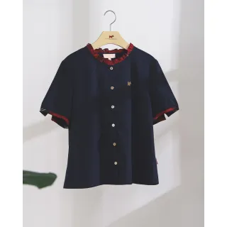 【SCOTTISH HOUSE】荷葉領格紋短袖上衣-淺綠/丈青 CJXA1358