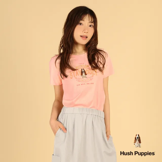 【Hush Puppies】女裝 T恤 經典美式復古刺繡狗T恤 (淺粉紅 / 63211204)