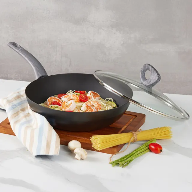 【CorelleBrands 康寧餐具】WORLD KITCHEN 深炒拿鐵鍋30cm-含蓋(台灣製造)