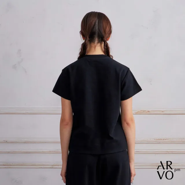 【ARVOpm】男女同款 簡約黑色Baby Tee-725213192013(雙11限定)