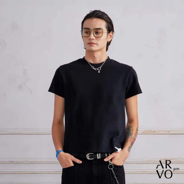 【ARVOpm】男女同款 簡約黑色Baby Tee-725213192013(雙11限定)