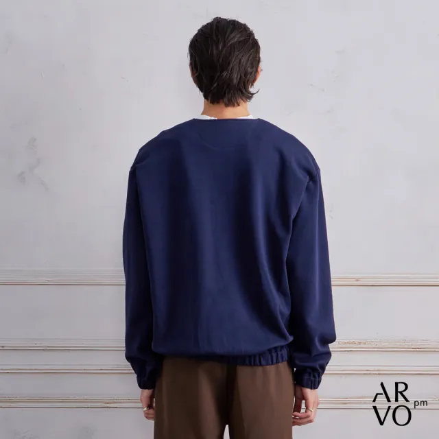 【ARVOpm】男女同款 藏青寬鬆版圓領上衣-725213134011(限時6折)