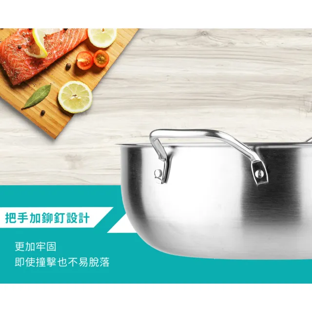 【Chieh Pao 潔豹】304不鏽鋼炸煮通用鍋 28CM 4.0L(強化玻璃蓋 火鍋 湯鍋)