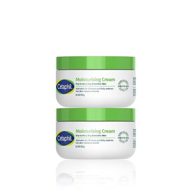 【Cetaphil 舒特膚】官方直營 長效潤膚霜 250gx2(臉部身體乳霜/敏感肌/保濕/B3/B5/乾燥粗糙)