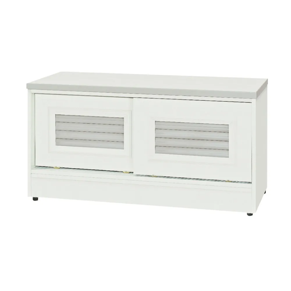 【文創集】皮尼 南亞塑鋼3尺百葉雙拉門座鞋櫃