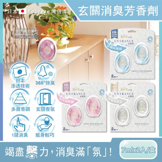 【Febreze】日本Febreze風倍清-玄關360°消臭防臭香氛W空氣芳香劑7mlx2入/盒(1鍵除臭空間除晦穢氣