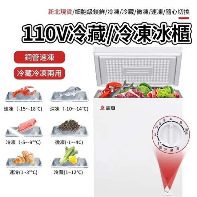 【LEZUN 樂尊】88L冷凍櫃 冰櫃 家用110V冷凍櫃 保鮮櫃（冷藏櫃 冷凍櫃 保鮮櫃 冰箱）