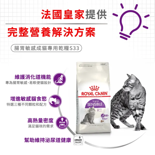 【ROYAL 法國皇家】腸胃敏感成貓專用飼料 S33 4KG(貓乾糧 易軟便貓 三種顆粒)