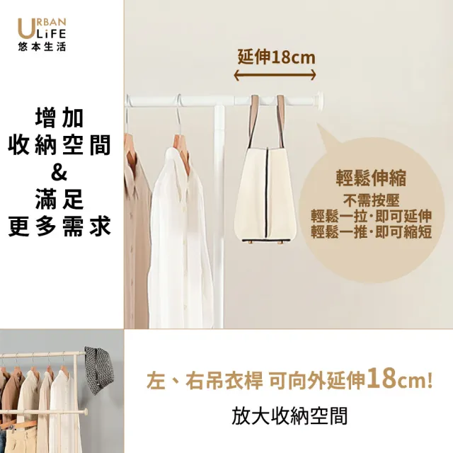 【URBAN LiFE 悠本生活】高荷重 左右伸縮雙桿曬衣架*底層四桿*(台灣製/收納/升降吊掛晾衣架/吊衣桿/衣帽架)