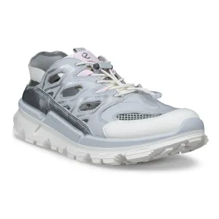 【ecco】BIOM 2.2 TRL W 蹤跡健步快速繫帶摟空透氣運動鞋 女鞋(白色/水泥灰/銀色 84238361699)