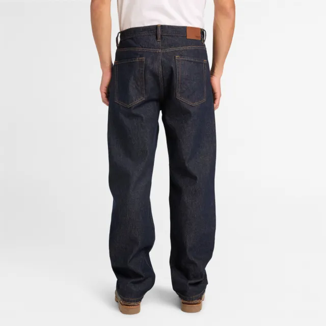 【Timberland】男款藍色經典牛仔褲(A5MD4H87)