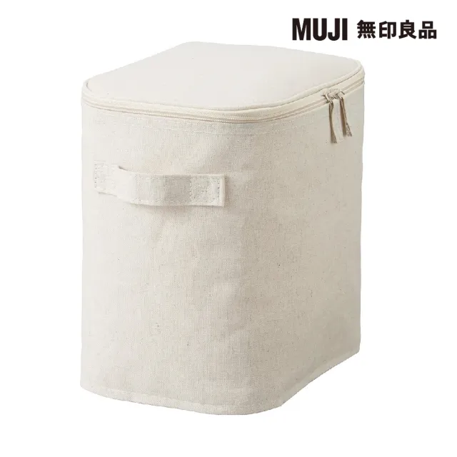 【MUJI 無印良品】聚酯纖維麻收納箱/長方形/中/半/附蓋(4入組)