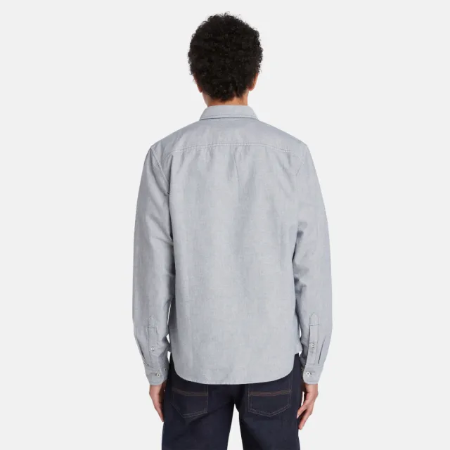 【Timberland】男款灰色牛津長袖襯衫(A2ARQB68)