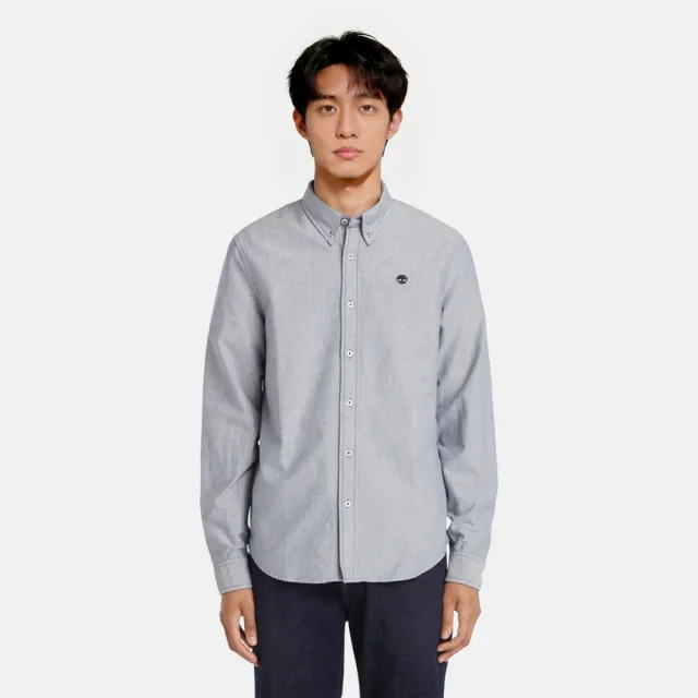 【Timberland】男款灰色牛津長袖襯衫(A2ARQB68)