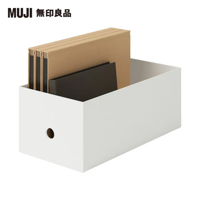 【MUJI 無印良品】聚丙烯檔案盒.標準型.寬.1/2.白灰.約15x32x12cm