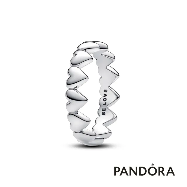 【Pandora 潘多拉】心心相映戒指(925銀)