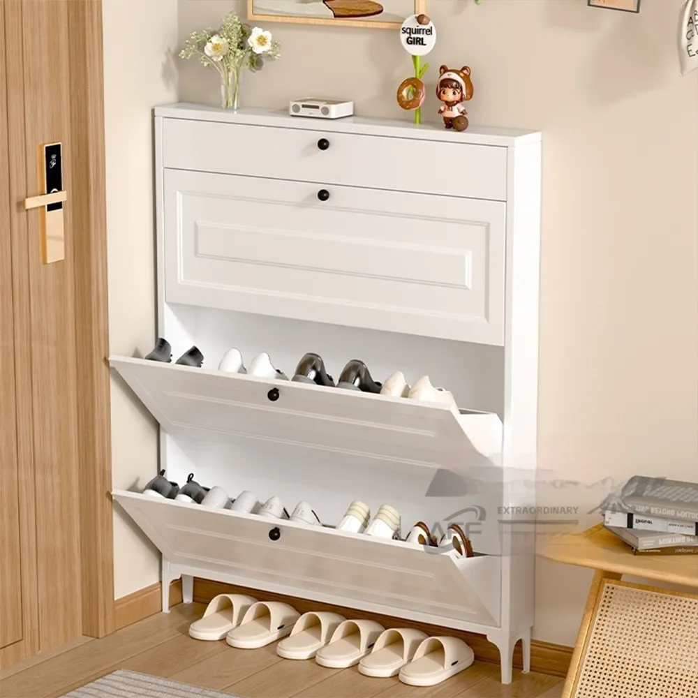 【優美家居】多功能家用鞋櫃 三門八層帶抽屜 一體式多層收納(鞋架 鞋櫃 玄關鞋櫃 防塵鞋櫃 預購15天)