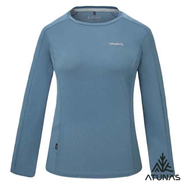 【ATUNAS 歐都納】女款POLARTEC POWER DRY長袖T恤(A1TSGZ02W深岩灰/吸濕排汗/抑菌抗臭/抗UV/透氣/戶外)