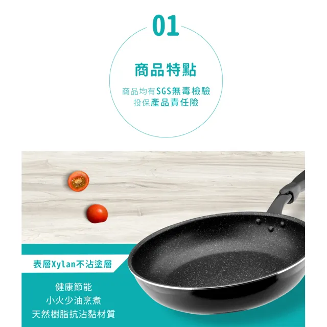 【Chieh Pao 潔豹】韓國製導磁熱感IH不沾平底鍋 30CM(韓國製精品 IH電磁爐可用)