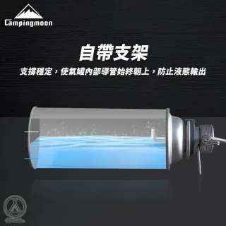 【Campingmoon 柯曼】卡式瓦斯罐延長管+轉接頭 自帶支架(雙口爐 瓦斯罐連接線 延長管 液態輸出 野營)
