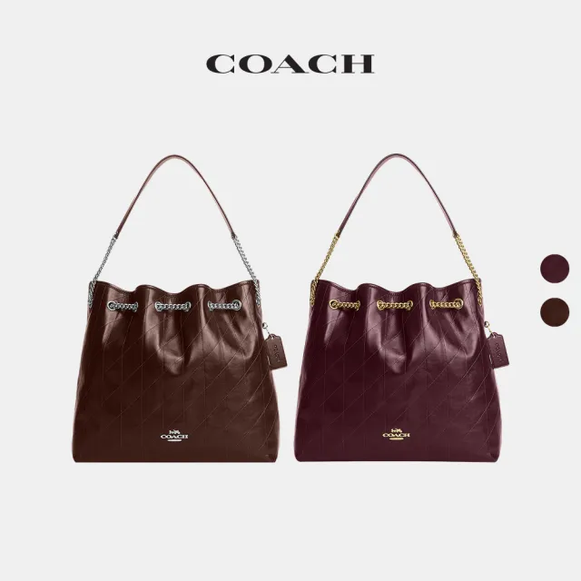 【COACH】蔻馳官方直營 EVELYN 絎縫細節大號單肩手袋 單肩包 肩背包-多色任選(CCZ81)