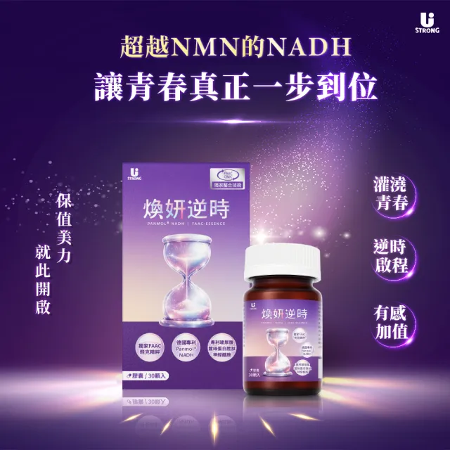 超越NMN 德國NADH煥妍逆時膠囊 30粒/盒 2入組(日本蠶絲胜肽/神經醯胺/玻尿酸)