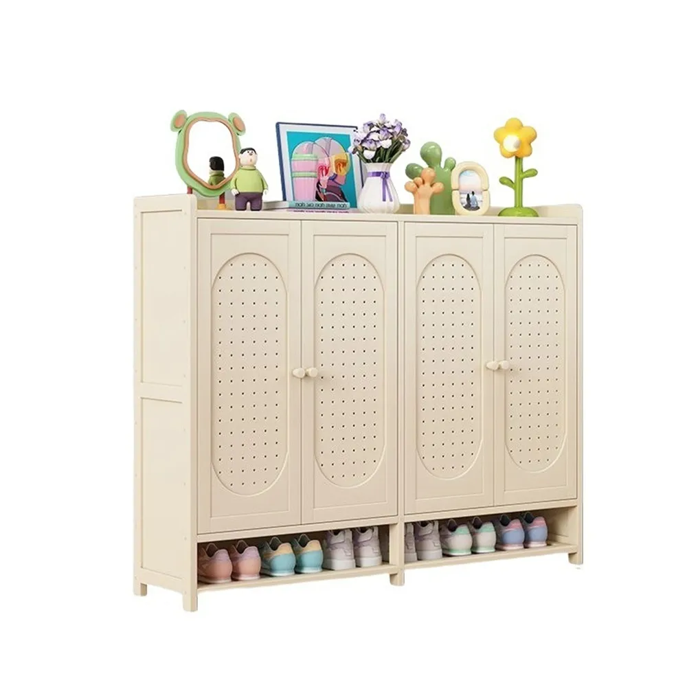 【Quality 聚家】奶油色穿孔通風鞋櫃 玄關收納儲物櫃門置物整理櫃(鞋架/收納櫃/置物櫃/鞋櫃)