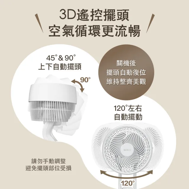 【SAMPO 聲寶】10吋聲控立燈DC馬達3D循環扇(SK-LH10VSDR)