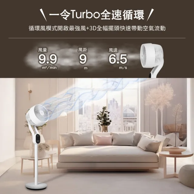 【SAMPO 聲寶】10吋聲控立燈DC馬達3D循環扇(SK-LH10VSDR)